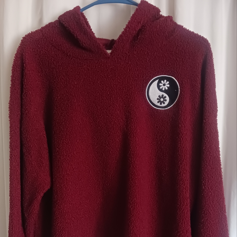 No Boundaries Red Hoodie Yin-Yang Emblem